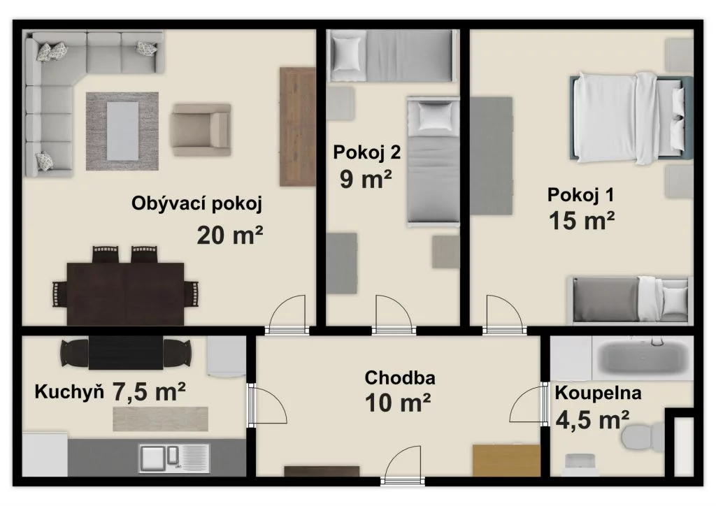 Chata Markétka - půdorys apartmán Horská louka